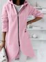 Damen Frühling/Herbst Oberbekleidung Retro Nahtverarbeitung Unifarben Langarm Kapuze Jacke