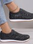 Alle Jahreszeiten Unifarben Straße Flach Pailletten Strass Elastisch Lässig Schuhe