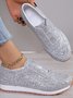 Alle Jahreszeiten Unifarben Straße Flach Pailletten Strass Elastisch Lässig Schuhe