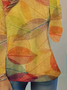 Damen Blätter Langarm T-Shirts T-Shirt Rundhals Lässig Frühling/Herbst Tunika Oberteile