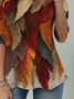 Damen Blätter Langarm T-Shirts T-Shirt Rundhals Lässig Frühling/Herbst Tunika Oberteile