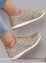 Alle Jahreszeiten Unifarben Straße Flach Pailletten Strass Elastisch Lässig Schuhe