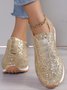 Alle Jahreszeiten Unifarben Straße Flach Pailletten Strass Elastisch Lässig Schuhe