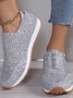Alle Jahreszeiten Unifarben Straße Flach Pailletten Strass Elastisch Lässig Schuhe