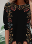 Damen Geblümt Langarm T-Shirts T-Shirt Rundhals Lässig Frühling/Herbst Tunika Oberteile