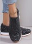 Alle Jahreszeiten Unifarben Straße Flach Pailletten Strass Elastisch Lässig Schuhe