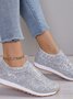 Alle Jahreszeiten Unifarben Straße Flach Pailletten Strass Elastisch Lässig Schuhe