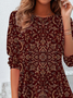 Damen Geblümt Langarm T-Shirts T-Shirt Rundhals Lässig Frühling/Herbst Tunika Oberteile