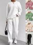 Damen Unifarben Geprägt Zweiteiliges Set Täglich Langarm Lässig Frühling/Herbst Bluse mit Hose Matching Set
