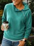 Damen Unifarben Asymmetrisch Ausschnitt Nahtverarbeitung Retro Frühling/Herbst Langarm Sweatshirt