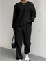 Damen Unifarben Geprägt Zweiteiliges Set Täglich Langarm Lässig Frühling/Herbst Bluse mit Hose Matching Set