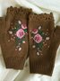 Gestrickt Böhmisch Geblümt Herbst und Winter ins Bestickt Damen Warm Handschuhe Biene Blume Erwachsene Gestrickt Handschuhe Bestickt Wolle Handschuhe
