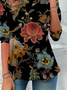 Damen Geblümt Langarm T-Shirts T-Shirt Rundhals Lässig Frühling/Herbst Tunika Oberteile