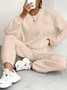 Damen Unifarben Geprägt Zweiteiliges Set Täglich Langarm Lässig Frühling/Herbst Bluse mit Hose Matching Set