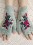 Gestrickt Böhmisch Geblümt Herbst und Winter ins Bestickt Damen Warm Handschuhe Biene Blume Erwachsene Gestrickt Handschuhe Bestickt Wolle Handschuhe