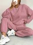 Damen Unifarben Geprägt Zweiteiliges Set Täglich Langarm Lässig Frühling/Herbst Bluse mit Hose Matching Set