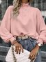 Damen Geometrisch Langarm T-Shirts T-Shirt Stehkragen Gerafft Retro Frühling/Herbst Oberteile