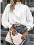 Damen Geometrisch Langarm T-Shirts T-Shirt Stehkragen Gerafft Retro Frühling/Herbst Oberteile