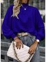 Damen Geometrisch Langarm T-Shirts T-Shirt Stehkragen Gerafft Retro Frühling/Herbst Oberteile