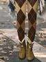 Damen Kariert Lässig Alle Jahreszeiten Print Lang Leggings