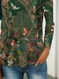 Damen Geblümt Langarm T-Shirts T-Shirt Rundhals Print Lässig Frühling/Herbst T-Shirt mit Grafik Oberteile