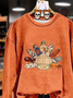 Damen Truthahn Rundhals Print Lässig Frühling/Herbst Langarm Sweatshirt