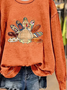 Damen Truthahn Rundhals Print Lässig Frühling/Herbst Langarm Sweatshirt