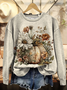 Damen Geblümt Rundhals Print Lässig Frühling/Herbst Langarm Sweatshirt