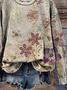 Damen Geblümt Rundhals Print Lässig Frühling/Herbst Langarm Sweatshirt