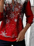 Damen Weihnachten Rundhals Print Lässig Frühling/Herbst Langarm Sweatshirt
