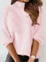 Damen Unifarben Perlen Winter Straße Langarm Rundhals Pullover