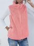 Wolle Regelmäßige Passform Mock Neck Basic Tanktop