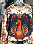 Damen Truthahn Rundhals Print Lässig Frühling/Herbst Langarm Sweatshirt