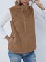 Wolle Regelmäßige Passform Mock Neck Basic Tanktop