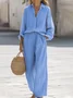 Damen Unifarben Nahtverarbeitung Zweiteiliges Set Täglich Langarm Lässig Frühling/Herbst Bluse mit Hose Matching Set