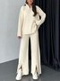 Damen Unifarben Nahtverarbeitung Zweiteiliges Set Täglich Langarm Lässig Frühling/Herbst Bluse mit Hose Matching Set