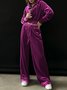 Damen Unifarben Nahtverarbeitung Zweiteiliges Set Täglich Langarm Lässig Frühling/Herbst Bluse mit Hose Matching Set