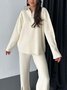 Damen Unifarben Nahtverarbeitung Zweiteiliges Set Täglich Langarm Lässig Frühling/Herbst Bluse mit Hose Matching Set