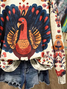 Damen Truthahn Rundhals Print Lässig Frühling/Herbst Langarm Sweatshirt