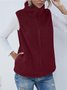 Wolle Regelmäßige Passform Mock Neck Basic Tanktop