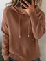 Damen Unifarben Winter Retro Langarm Kapuze Pullover