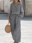 Damen Unifarben Nahtverarbeitung Zweiteiliges Set Täglich Langarm Lässig Frühling/Herbst Bluse mit Hose Matching Set