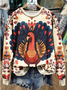 Damen Truthahn Rundhals Print Lässig Frühling/Herbst Langarm Sweatshirt