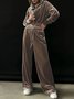Damen Unifarben Nahtverarbeitung Zweiteiliges Set Täglich Langarm Lässig Frühling/Herbst Bluse mit Hose Matching Set