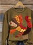 Damen Truthahn Rundhals Print Lässig Frühling/Herbst Langarm Sweatshirt