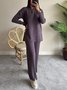 Damen Unifarben Nahtverarbeitung Zweiteiliges Set Täglich Langarm Lässig Frühling/Herbst Bluse mit Hose Matching Set
