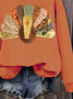 Damen Truthahn Rundhals Print Lässig Frühling/Herbst Langarm Sweatshirt