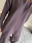 Damen Unifarben Nahtverarbeitung Zweiteiliges Set Täglich Langarm Lässig Frühling/Herbst Bluse mit Hose Matching Set