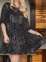 Damen Unifarben Halbarm Sommer Nahtverarbeitung Kleid Rundhals Täglich Retro Mini Tanktop A-Linien-Kleid
