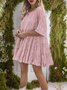 Damen Unifarben Halbarm Sommer Nahtverarbeitung Kleid Rundhals Täglich Retro Mini Tanktop A-Linien-Kleid